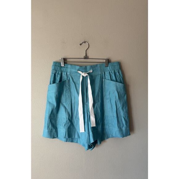 Maeve Pants - Maeve Linen Blend Shorts Women’s Size Medium High Rise Blue White Anthropologie